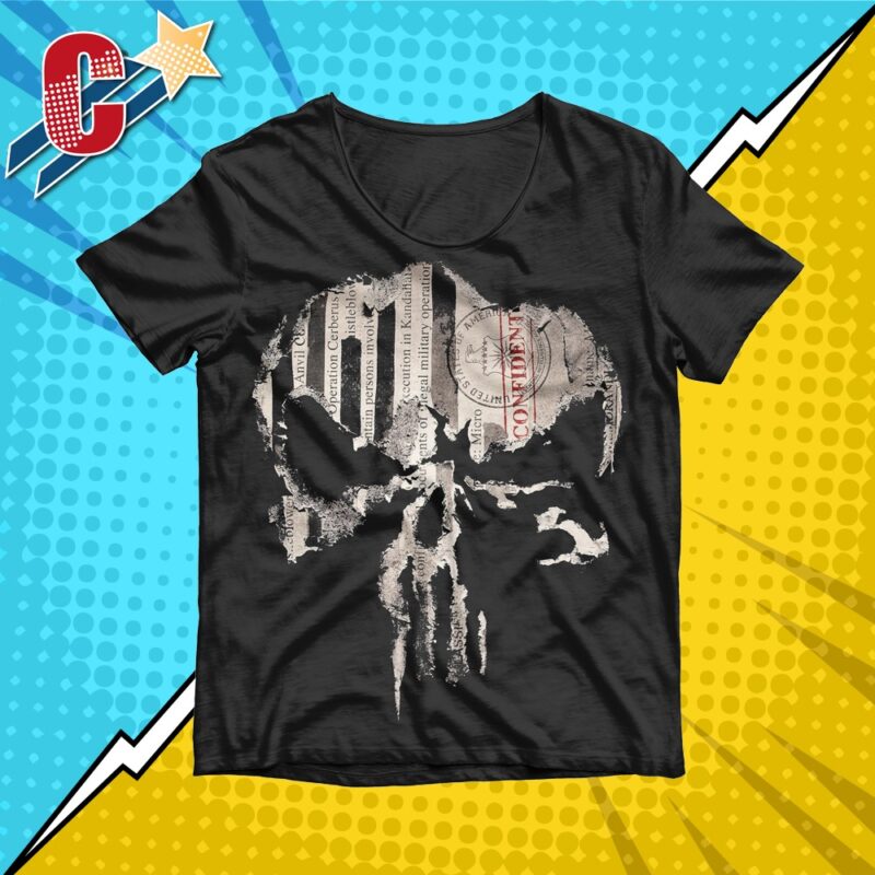Rule Out Maglietta Uomo Punisher Supereroe - Casual Wear 100% Cotone, Manica Corta, Stampa Serigrafica Di Qualità, Taglia XX-Large, Colore Nero